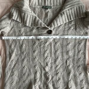 Eddie Bauer biege Cable Knit Cowl Neck Sweater
